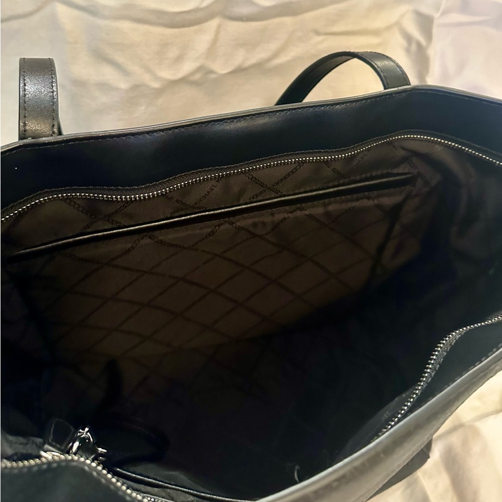 Michael Kors Black Pebbled Leather Tote with Signature Tag - Picture 6 of 10